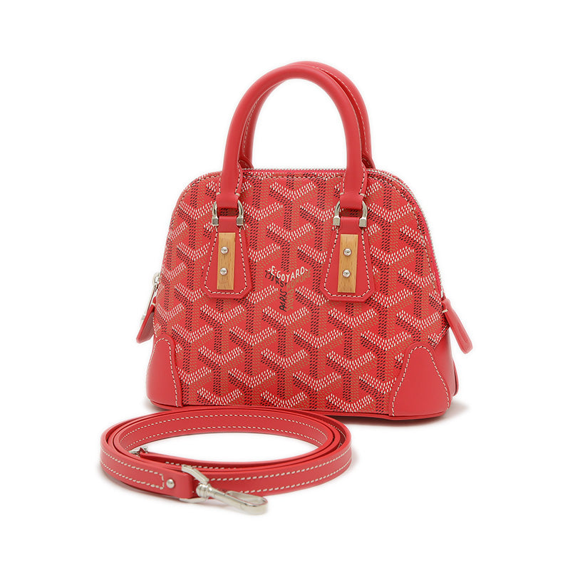 ヴァンドーム ナノ 2Way ハンドバッグ ポーチ レザー レッド ハンドバッグ