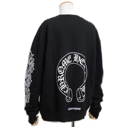 フローラルクロス ホースシュー クルーネック スウェット コットン ブラック Lサイズ スウェット