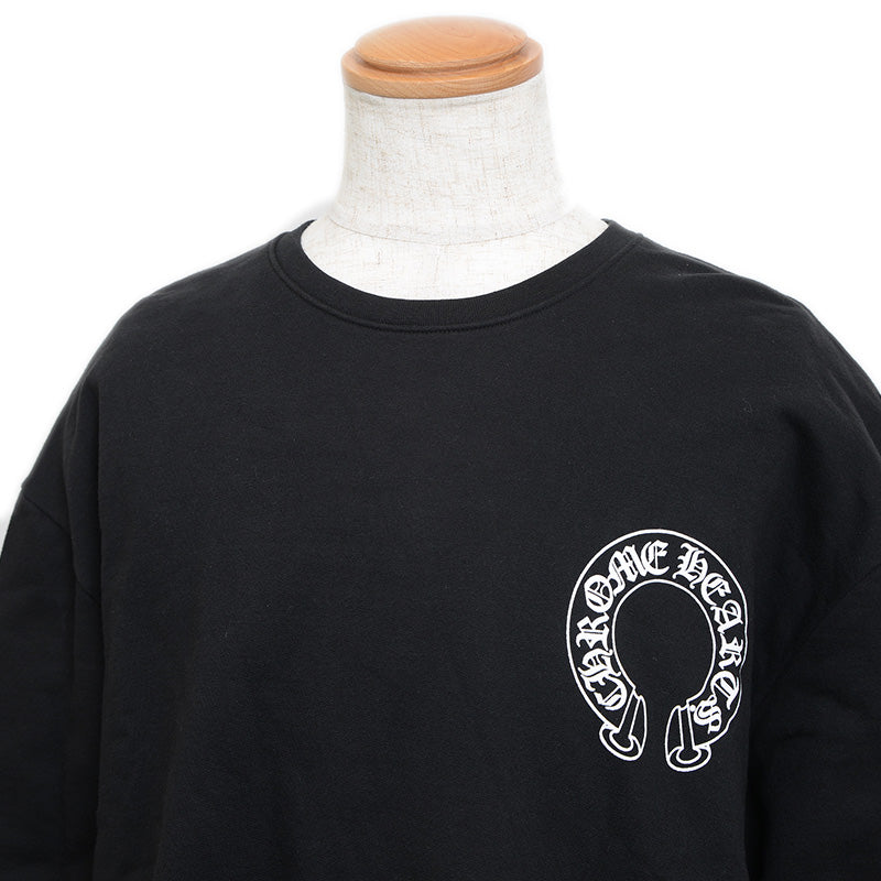 フローラルクロス ホースシュー クルーネック スウェット コットン ブラック Lサイズ スウェット