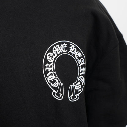 フローラルクロス ホースシュー クルーネック スウェット コットン ブラック Lサイズ スウェット