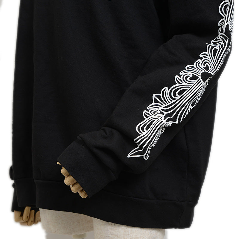 フローラルクロス ホースシュー クルーネック スウェット コットン ブラック Lサイズ スウェット