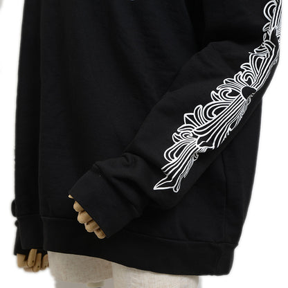 フローラルクロス ホースシュー クルーネック スウェット コットン ブラック Lサイズ スウェット