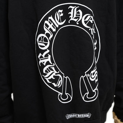 フローラルクロス ホースシュー クルーネック スウェット コットン ブラック Lサイズ スウェット