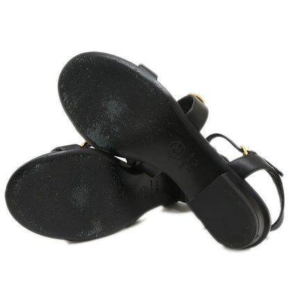 サンダル レザー ブラック ゴールド金具 レディース 37.5サイズ サンダル