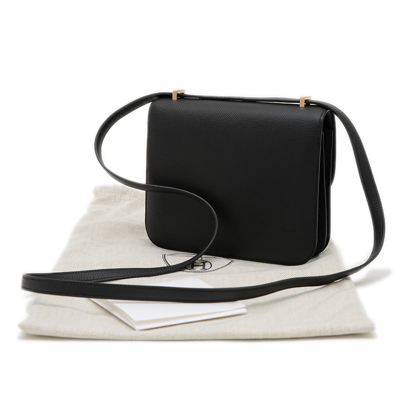 コンスタンスミニ 18 ミロワール エプソンン ブラック ローズゴールド金具 W刻印 ショルダーバッグ