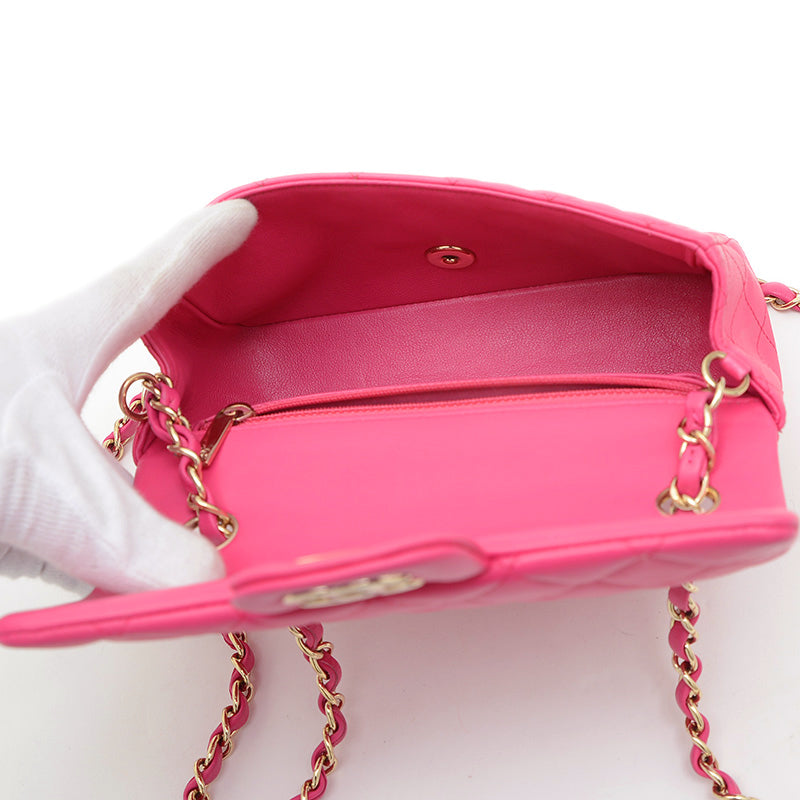 ミニマトラッセ 20 チェーンショルダー ラムスキン ピンク A69900 ショルダーバッグ