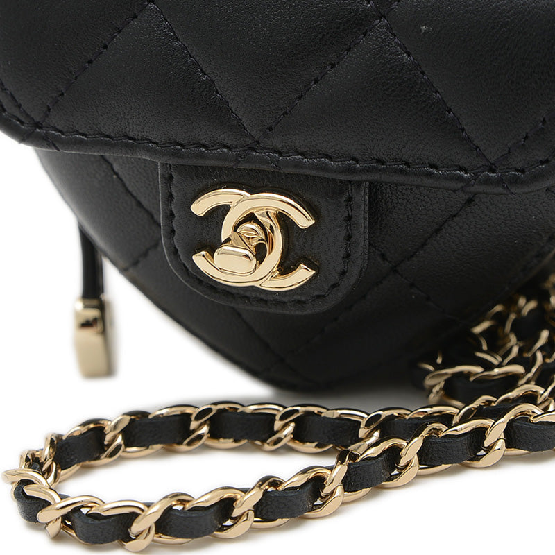 マトラッセ ハートシェイプ チェーンショルダー コインケース ブラック AP2783 コインケース