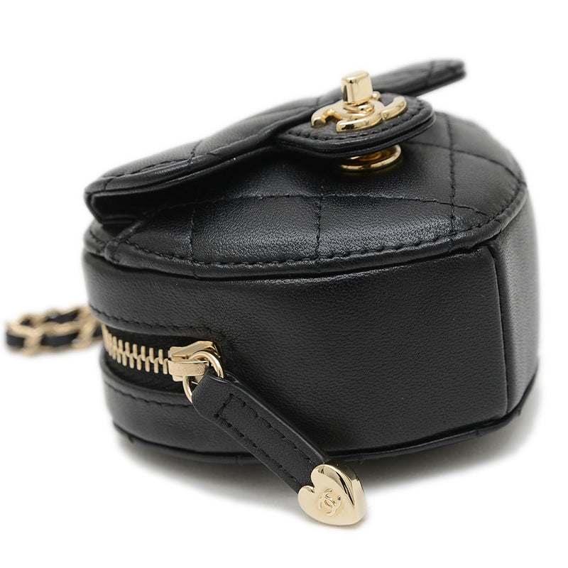 マトラッセ ハートシェイプ チェーンショルダー コインケース ブラック AP2783 コインケース