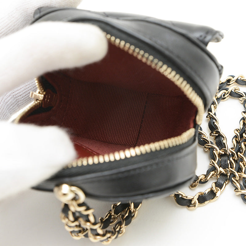 マトラッセ ハートシェイプ チェーンショルダー コインケース ブラック AP2783 コインケース