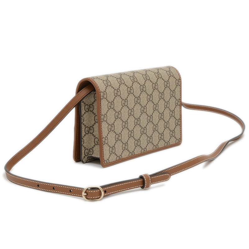 GGエンブレム ショルダーウォレット ベージュ/ブラウン 820688 ショルダーバッグ