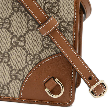 GGエンブレム ショルダーウォレット ベージュ/ブラウン 820688 ショルダーバッグ