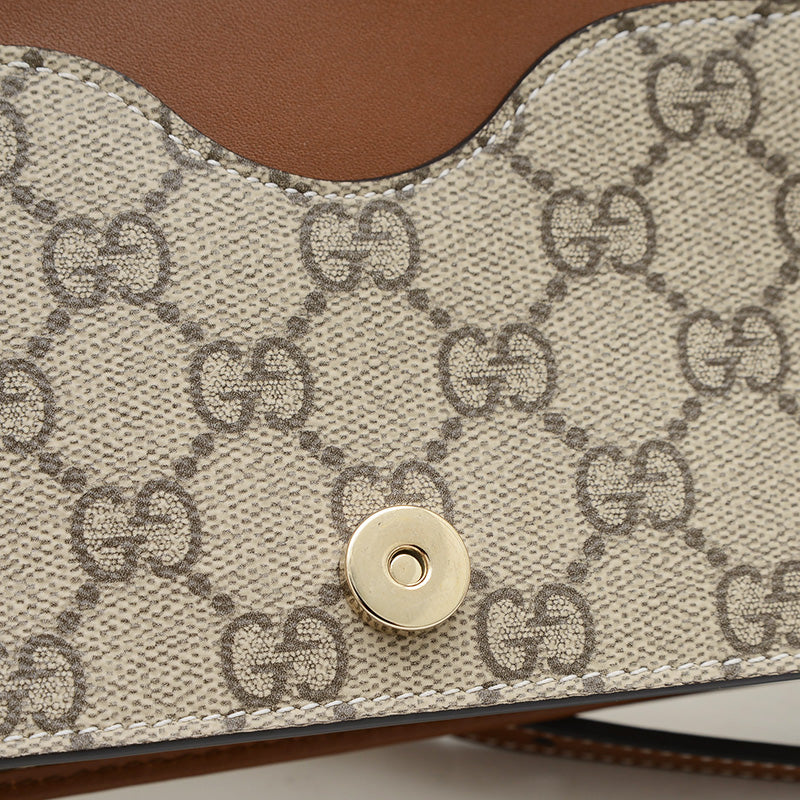 GGエンブレム ショルダーウォレット ベージュ/ブラウン 820688 ショルダーバッグ