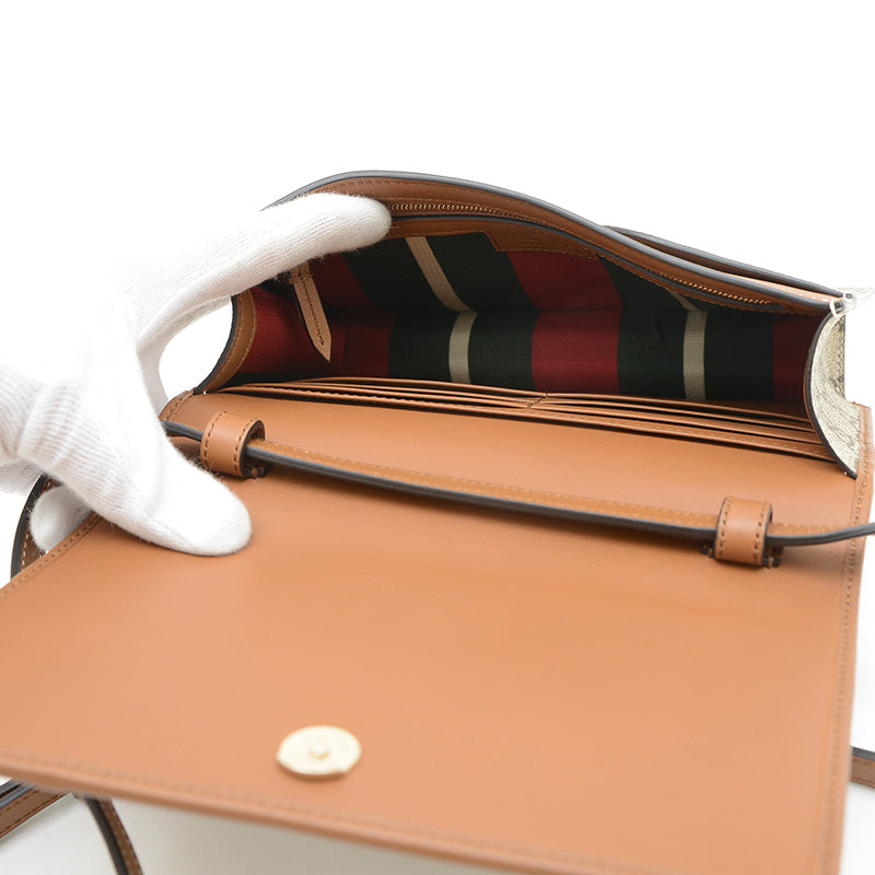 GGエンブレム ショルダーウォレット ベージュ/ブラウン 820688 ショルダーバッグ