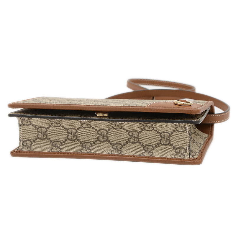 GGエンブレム ショルダーウォレット ベージュ/ブラウン 820688 ショルダーバッグ