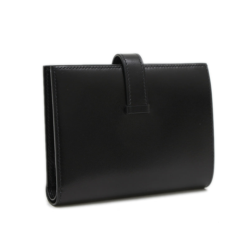 ベアンコンパクト モノクローム ボックスカーフ ソーブラック ブラック金具 W刻印 二つ折り財布