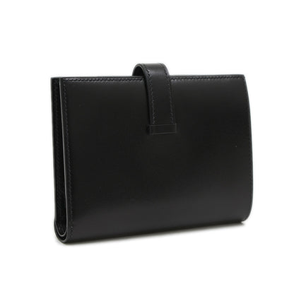 ベアンコンパクト モノクローム ボックスカーフ ソーブラック ブラック金具 W刻印 二つ折り財布