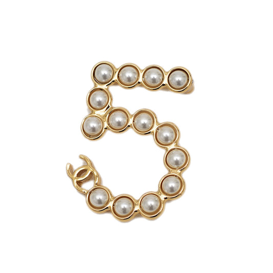 No.5 ブローチ メタル/イミテーションパール ゴールド I24S ブローチ