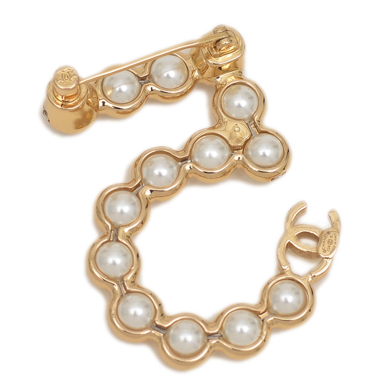 No.5 ブローチ メタル/イミテーションパール ゴールド I24S ブローチ