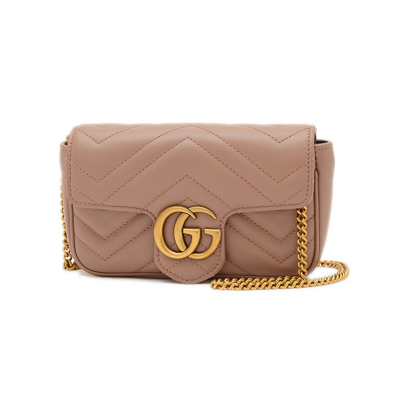 GGマーモント スーパーミニバッグチェーンショルダー レザー ベージュ 476433 ショルダーバッグ