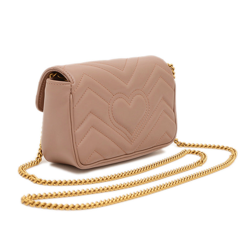 GGマーモント スーパーミニバッグチェーンショルダー レザー ベージュ 476433 ショルダーバッグ