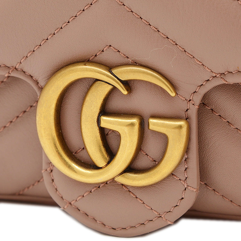 GGマーモント スーパーミニバッグチェーンショルダー レザー ベージュ 476433 ショルダーバッグ