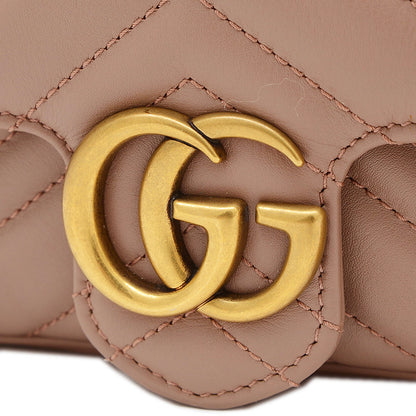 GGマーモント スーパーミニバッグチェーンショルダー レザー ベージュ 476433 ショルダーバッグ