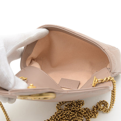 GGマーモント スーパーミニバッグチェーンショルダー レザー ベージュ 476433 ショルダーバッグ