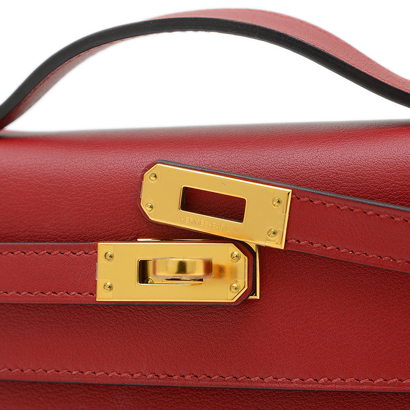 ポシェットケリー スイフト ルージュグレナ ゴールド金具 X刻印 ハンドバッグ