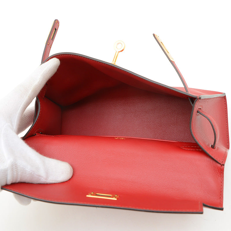 ポシェットケリー スイフト ルージュグレナ ゴールド金具 X刻印 ハンドバッグ