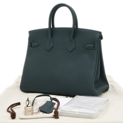 バーキン25 オフィサー トゴ ヴェールシプレ/ブルーゼリージュ シルバー金具 C刻印 ハンドバッグ