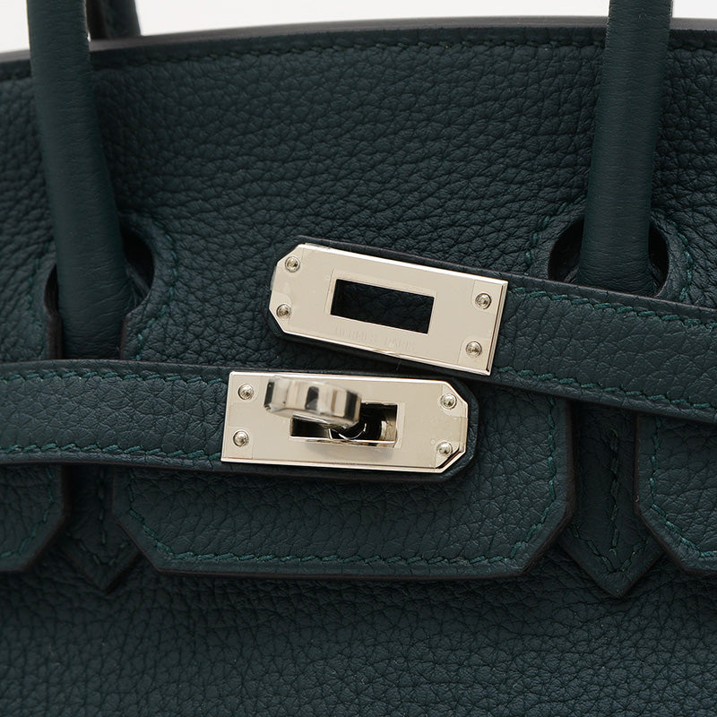 バーキン25 オフィサー トゴ ヴェールシプレ/ブルーゼリージュ シルバー金具 C刻印 ハンドバッグ