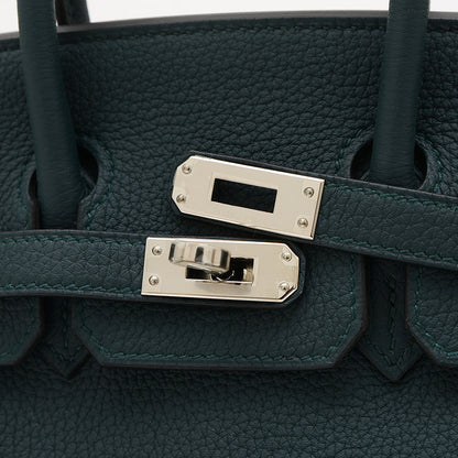 バーキン25 オフィサー トゴ ヴェールシプレ/ブルーゼリージュ シルバー金具 C刻印 ハンドバッグ