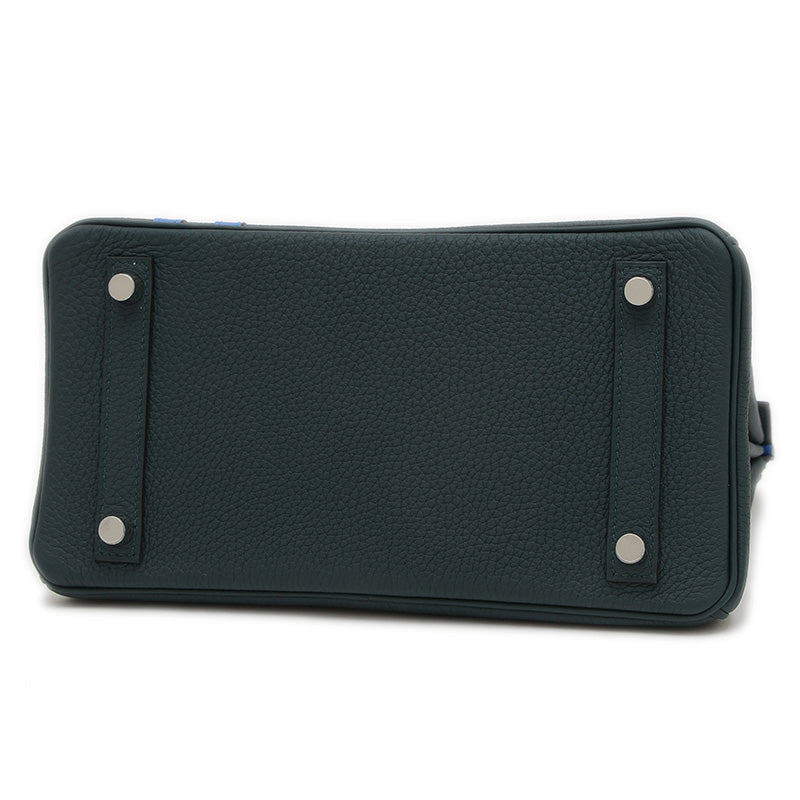 バーキン25 オフィサー トゴ ヴェールシプレ/ブルーゼリージュ シルバー金具 C刻印 ハンドバッグ