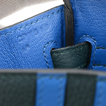 バーキン25 オフィサー トゴ ヴェールシプレ/ブルーゼリージュ シルバー金具 C刻印 ハンドバッグ