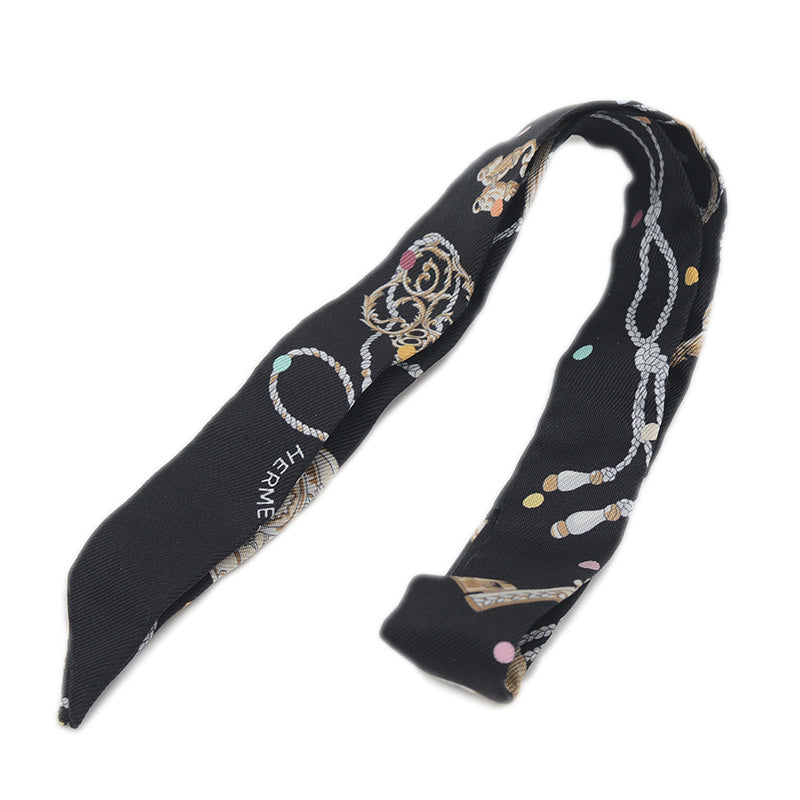 ツイリードール レ クレ ア ポア ブラック シルク100％ スカーフ