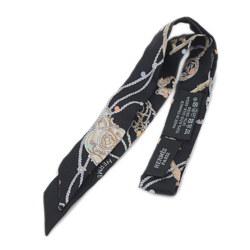 ツイリードール レ クレ ア ポア ブラック シルク100％ スカーフ