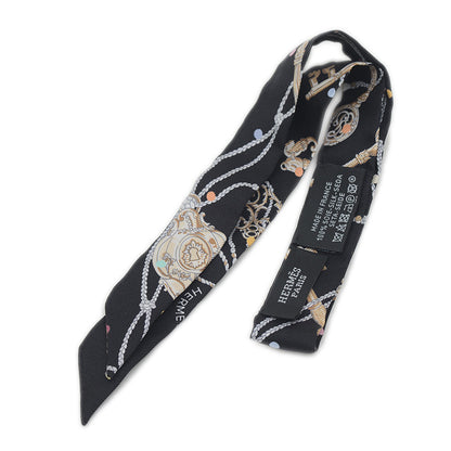 ツイリードール レ クレ ア ポア ブラック シルク100％ スカーフ