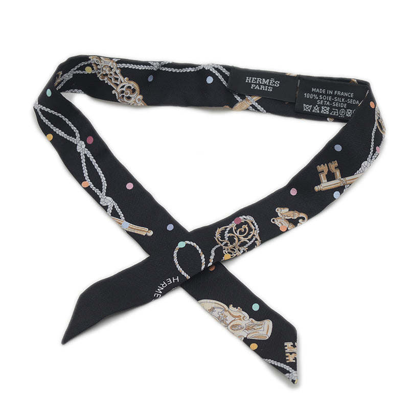 ツイリードール レ クレ ア ポア ブラック シルク100％ スカーフ