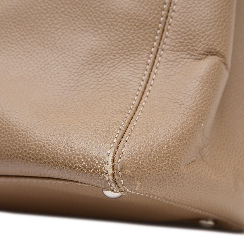 エグゼクティブトート 2WAYバッグ レザー ベージュ シルバー金具 トートバッグ