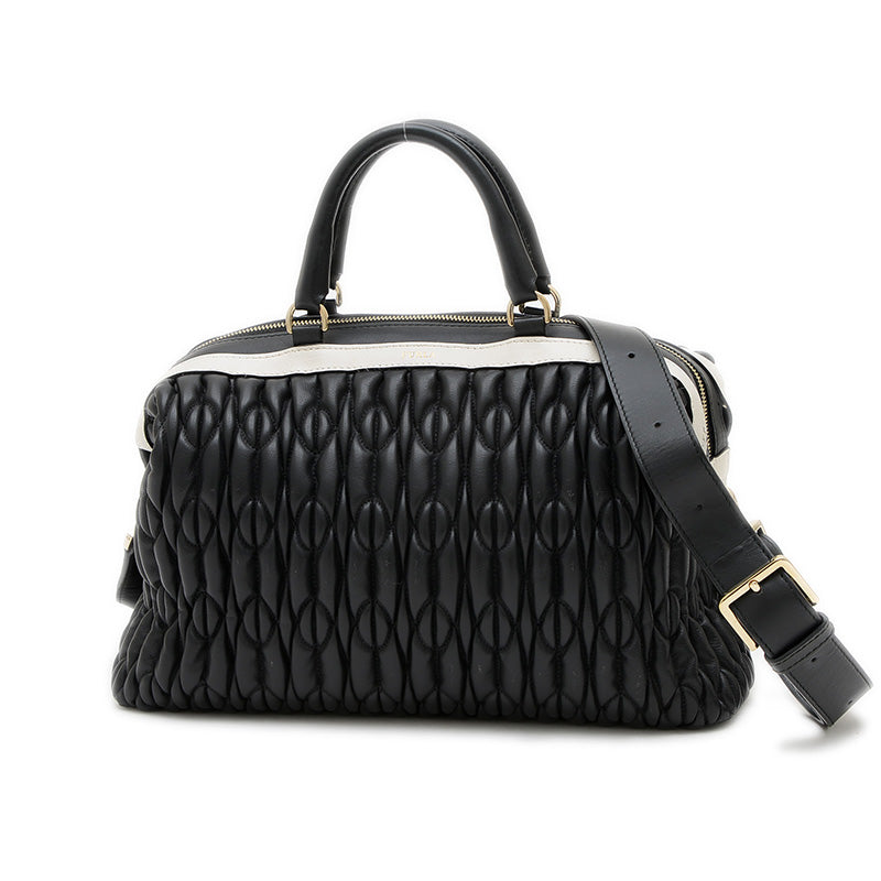 ミニボストンバッグ 2WAY レザー ブラック ハンドバッグ