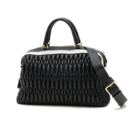 ミニボストンバッグ 2WAY レザー ブラック ハンドバッグ