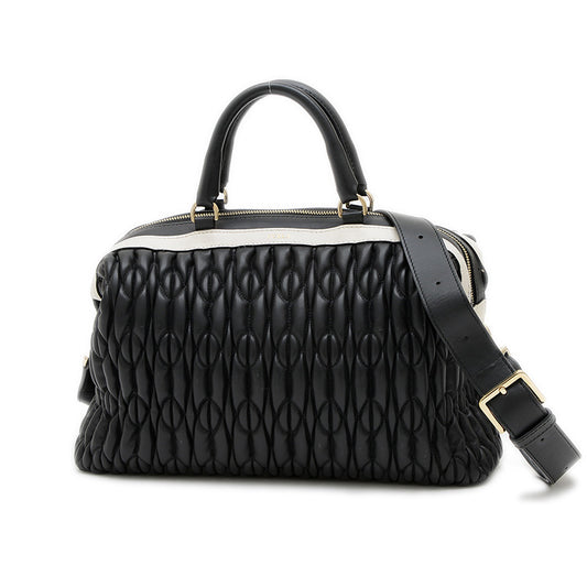 ミニボストンバッグ 2WAY レザー ブラック ハンドバッグ