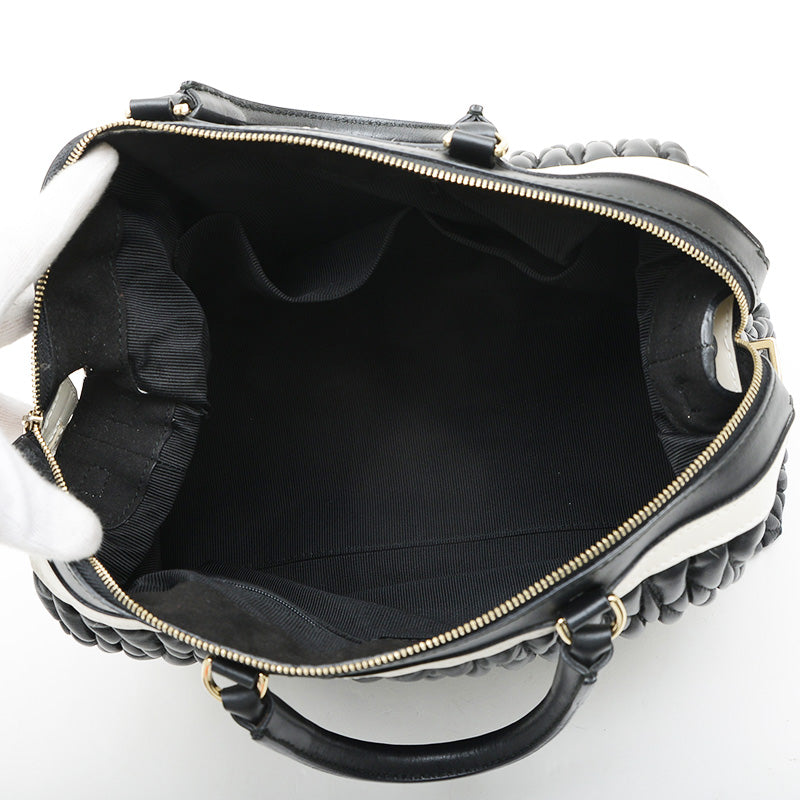 ミニボストンバッグ 2WAY レザー ブラック ハンドバッグ