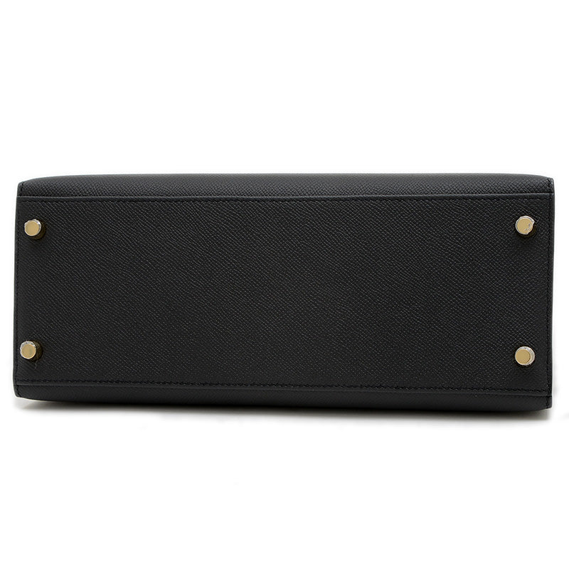 ケリー28 外縫い エプソン ブラック ゴールド金具 K刻印 ハンドバッグ