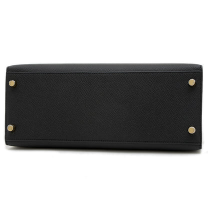 ケリー28 外縫い エプソン ブラック ゴールド金具 K刻印 ハンドバッグ