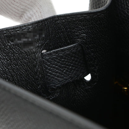 ケリー28 外縫い エプソン ブラック ゴールド金具 K刻印 ハンドバッグ