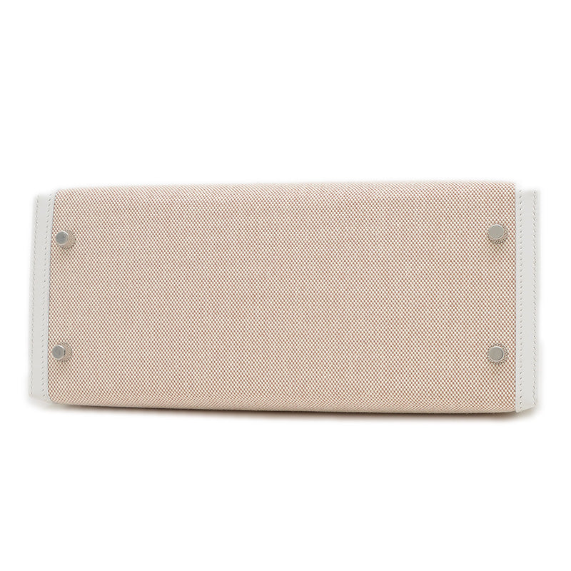 ケリー28 外縫い トワル/スイフト ニューホワイト/エクリュ シルバー金具 W刻印 ハンドバッグ