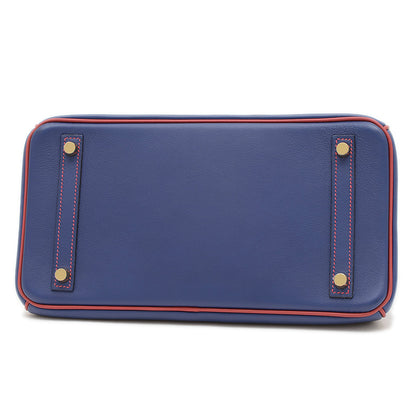 バーキン30 パーソナル ブルーエレクトリック/ルージュグレナ ゴールド金具 A刻印 ハンドバッグ