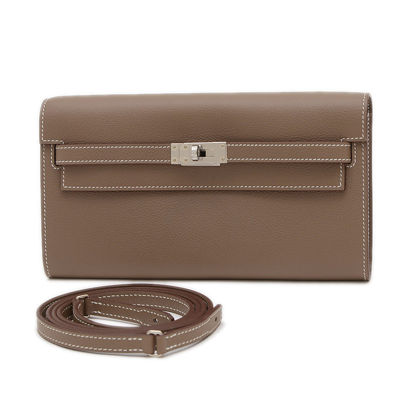 ケリー ロング トゥーゴー エバーカラー エトゥープ シルバー金具 W刻印 長財布