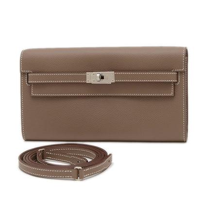 ケリー ロング トゥーゴー エバーカラー エトゥープ シルバー金具 W刻印 長財布